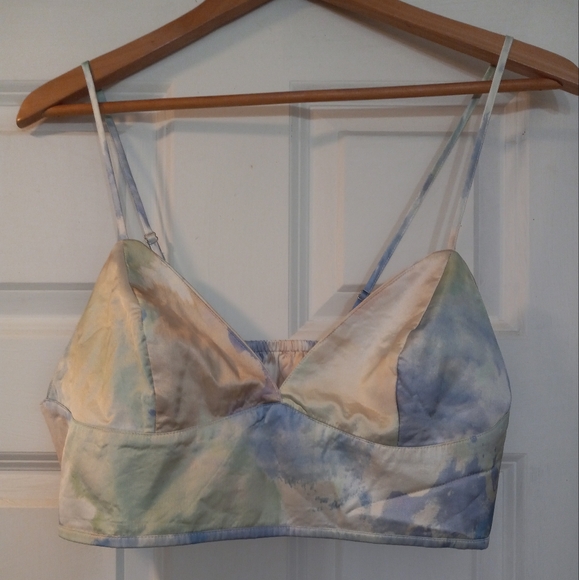Time After Time Slouchy,  Ophelia 2 Piece Satin Crop Top And Button sz L,tie Dye - Picture 8 of 11
